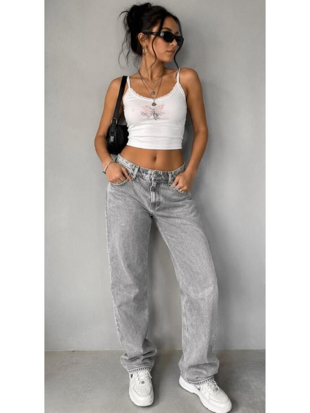 Abercrombie & Fitch 90s Straight Ultra High Rise Gray Jeans 31/12R